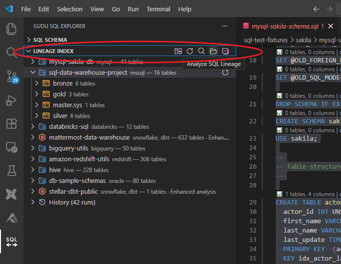 Toolbar icons in the sidebar